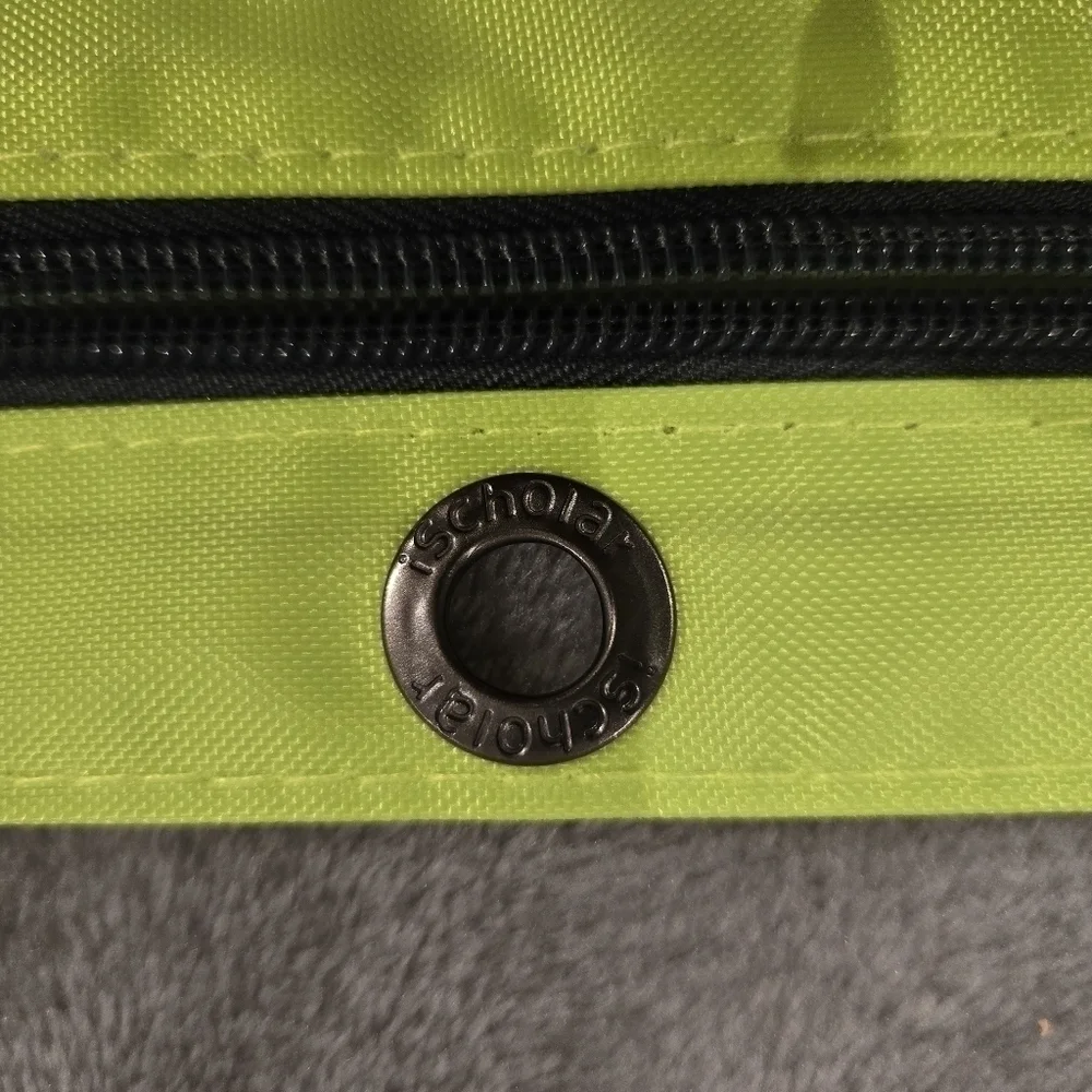 iScholar Jumbo Expandable Pencil Pouch, 3 Pockets, Neon Green